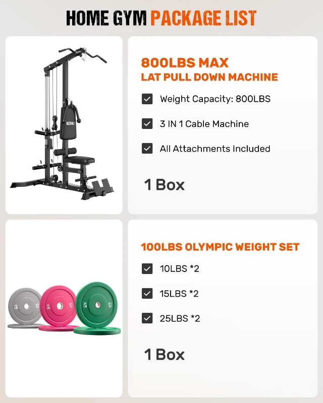 GOIMU LS01 3-in-1 Lat Pulldown & Row Tower with Ab Crunch Attachment — Compact Home Gym Pulley Station