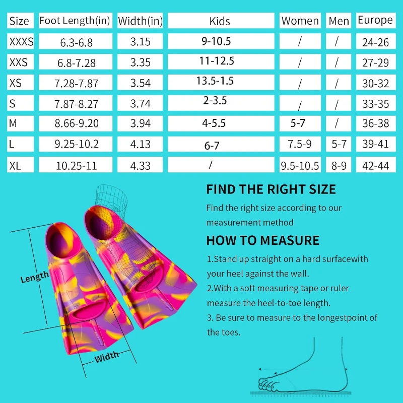 Fanwill Kids Swim Fins — Short, Comfortable Training Flippers for Children (Girls & Boys) — Lap Swimming & Beginner Practice