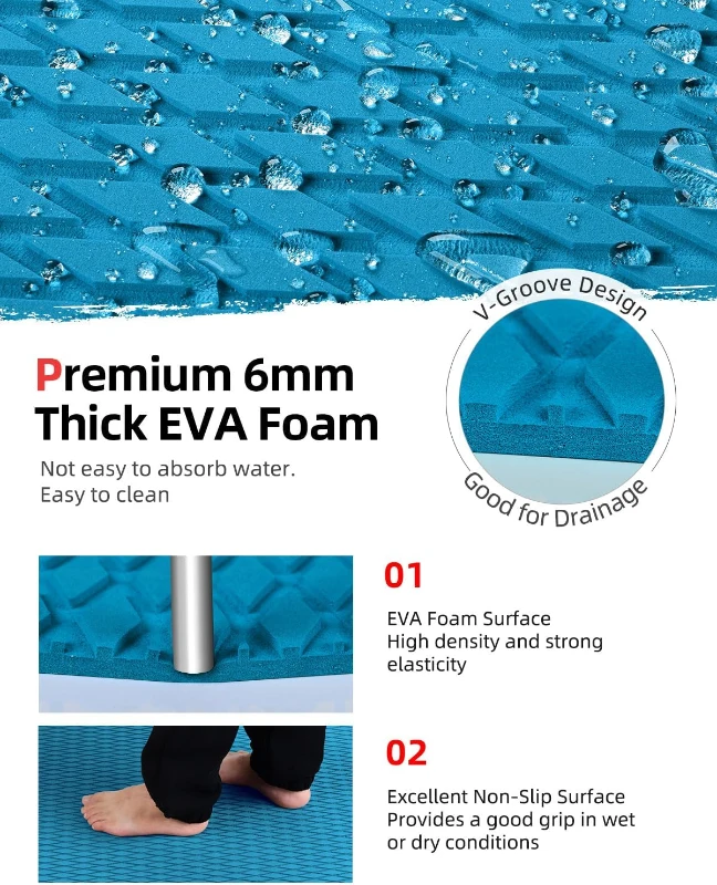 Abahub Self-Adhesive EVA Boat Deck Pad 6mm – Non-Slip Camouflage Traction Sheet 96''x16''/23.5''/38''/47'' & 48''x16'' Trimmable for Boats, SUP, Kayak, Surfboard