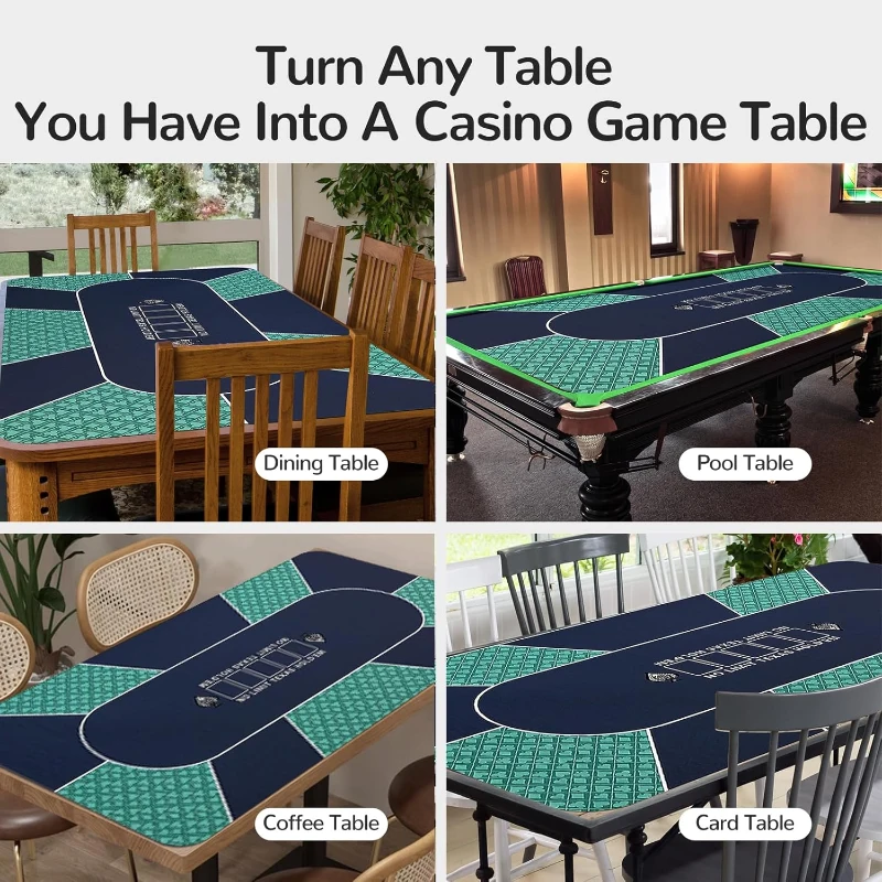 94"" x 47"" Waterproof Poker Table Mat — Super-Soft Texas Hold'em Surface with Smooth Premium Finish, Portable Zipper Carry Bag for Parties and Casino Nights