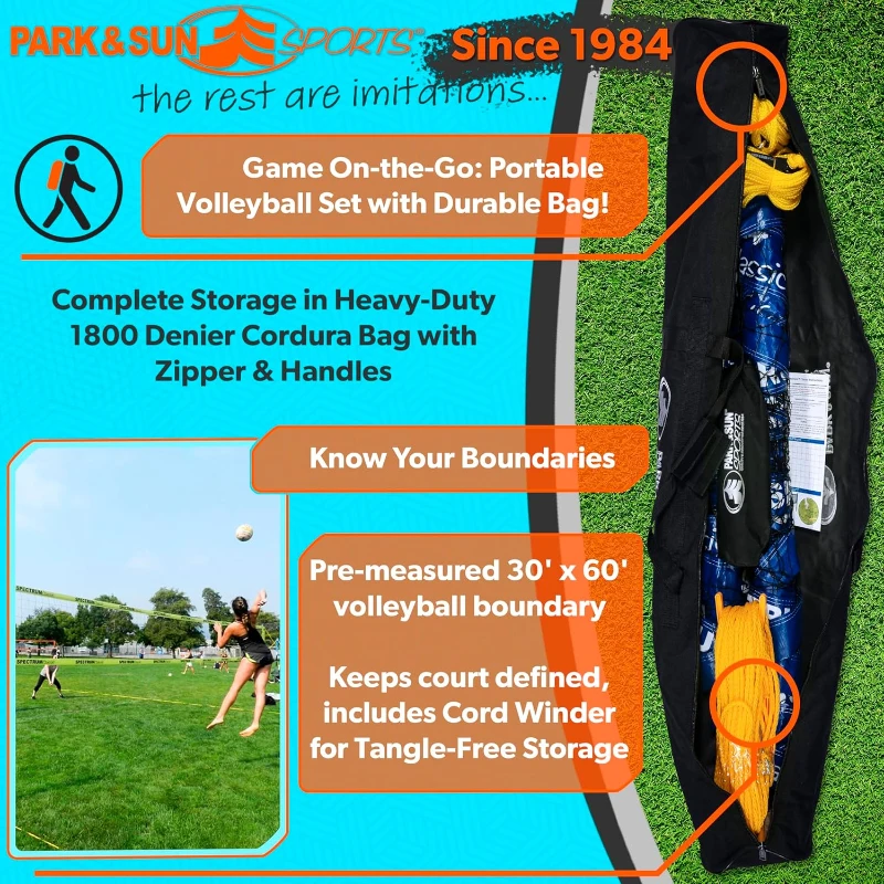 Park & Sun Sports Spectrum Classic: Adjustable Professional Outdoor Volleyball Net System