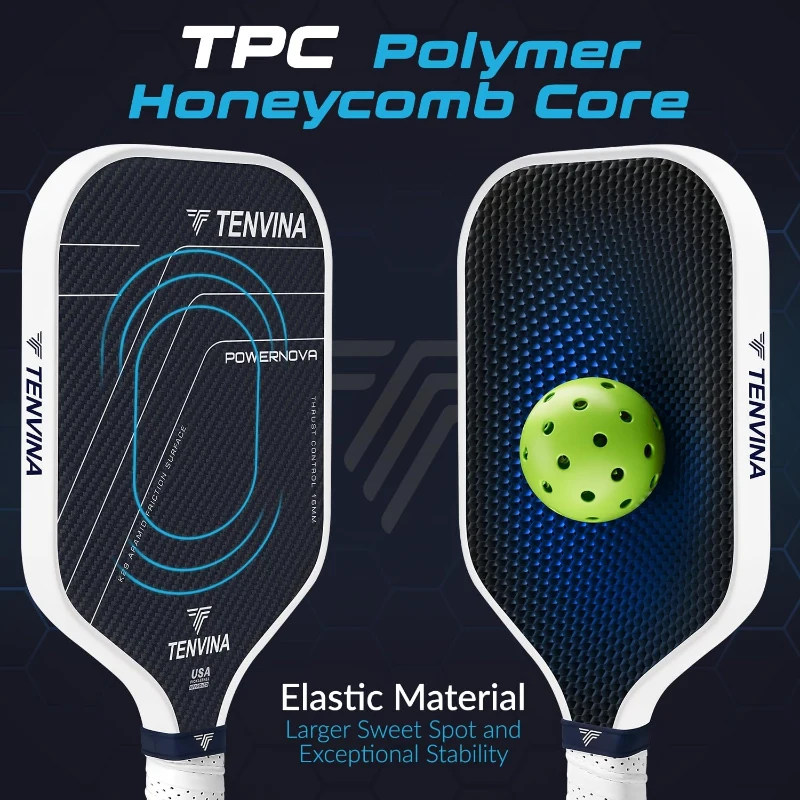 TENVINA Multi-Layer T700SC Pickleball Paddle – K29 Aramid & Carbon Hybrid Face, Textured KAMS Surface, 4 Shapes/Thicknesses, USAPA Approved