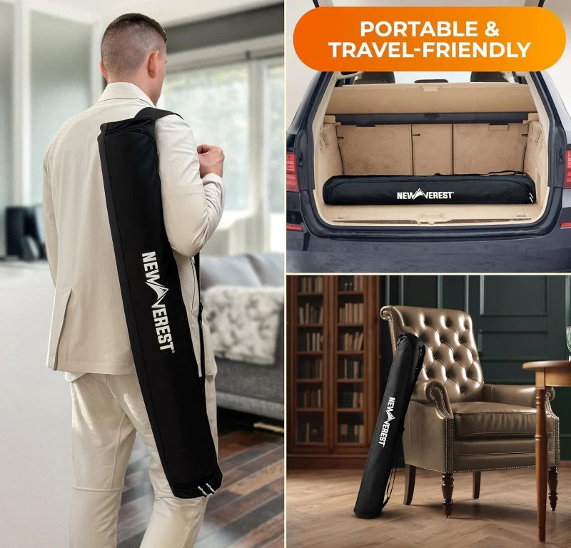 Newverest 70"" x 35"" Blackjack Table Top – Midnight Black Casino-Style Poker Mat with Zipper Storage Bag and 8 Coasters in Gift Box