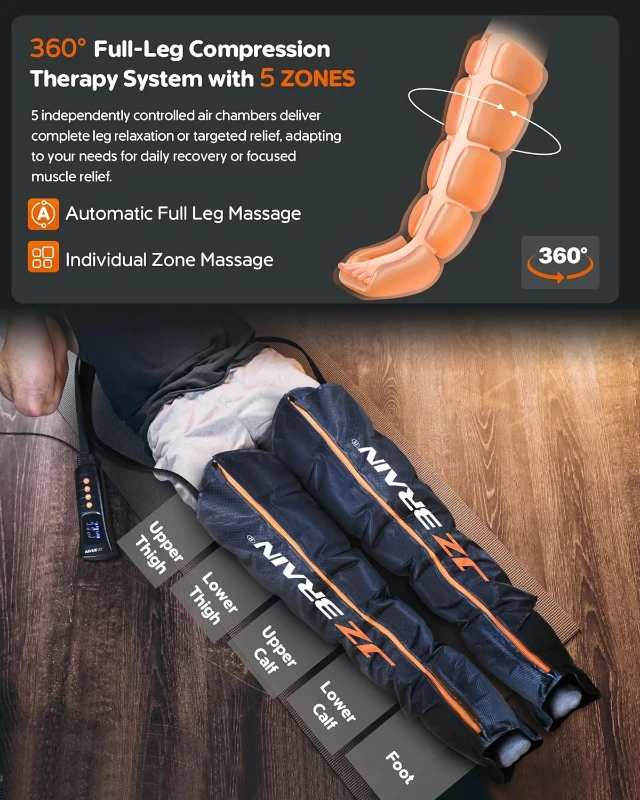 Sequential Air Compression Recovery System — Professional Full-Leg Compression Boots for Circulation, Pain Relief and Muscle Recovery (Athletes & Active Users)
