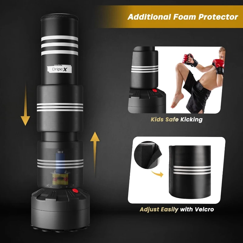 Dripex Freestanding Punching Bag with Shock-Absorbing Sleeve — 69"" Standing Boxing Bag for Adults & Teens, Home Gym