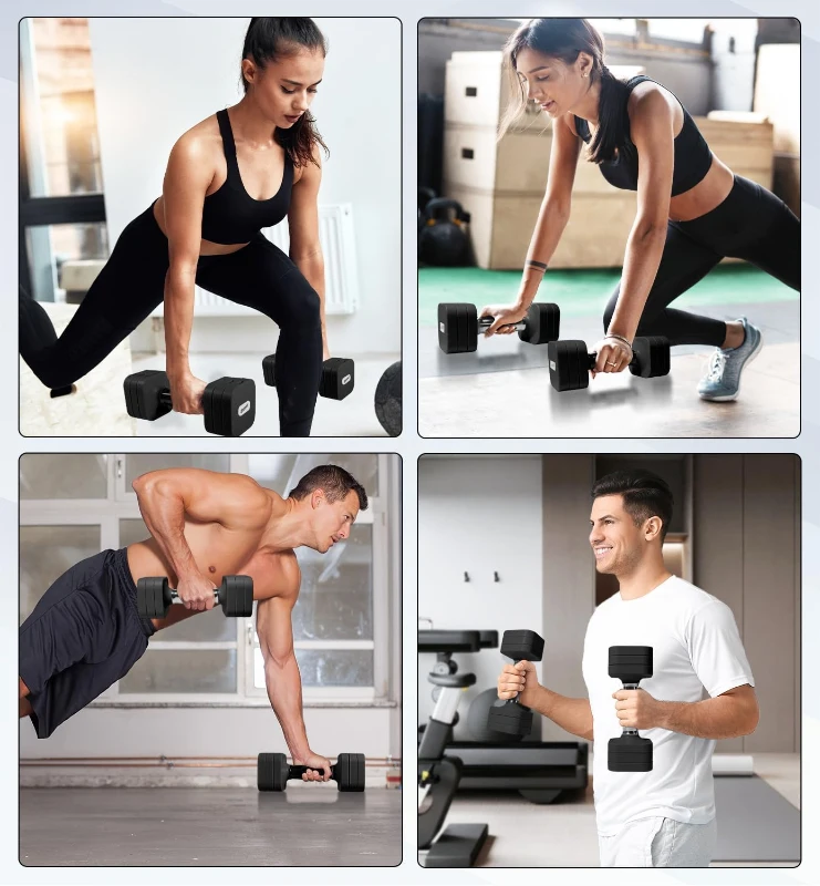 Adjustable Dumbbell Set — Selectable 15/20/40/50 LB Pair, Compact Free Weights for Home Workouts and Strength Training