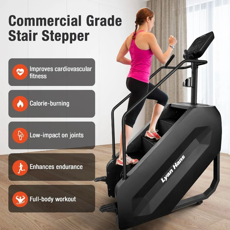 Commercial Stair Stepper with LED Display — 15 Speed Levels, 15–165 Steps/Min, 660 lb Capacity