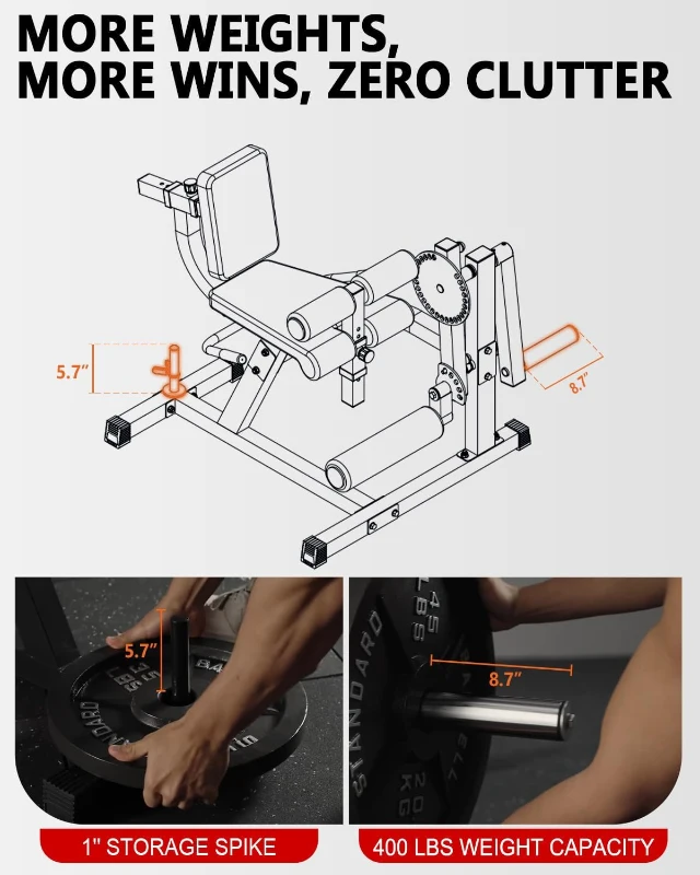 GMWD LE02 Plate-Loaded Leg Extension & Curl Machine, Adjustable Lower-Body Exercise Bench with Rotary Leg Attachment, Home Gym Thigh Trainer (Black)