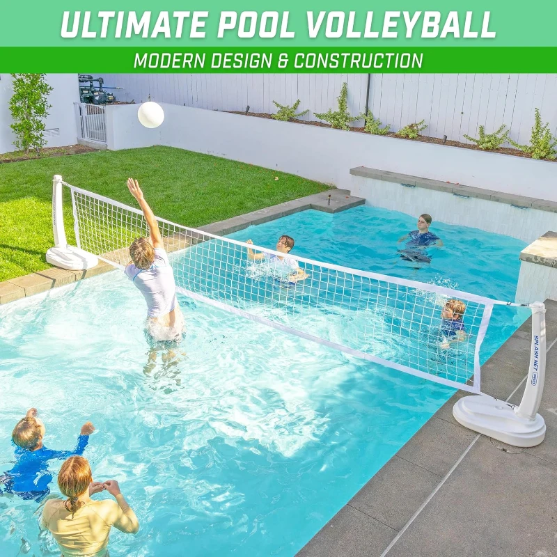 GoSports Splash Net PRO Pool Volleyball Set - Adjustable Water Volleyball Net with 2 Water Balls and Pump, Fits Most Inground Pools