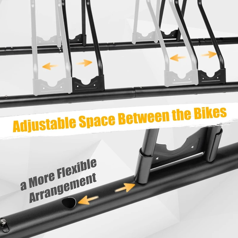 CyclingDeal Floor Bike Rack for Up to 6 Bicycles | Indoor/Home/Garage Parking Stand with Tire Grooves (up to 29""), Dual Holding Plates & Adjustable Spacing