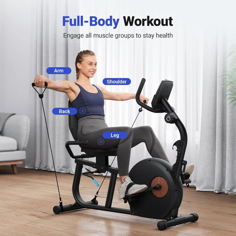 MERACH Recumbent Exercise Bike with Bluetooth & App Connectivity — LCD Display, Heart-Rate Handles, Magnetic Resistance (S08/S23)