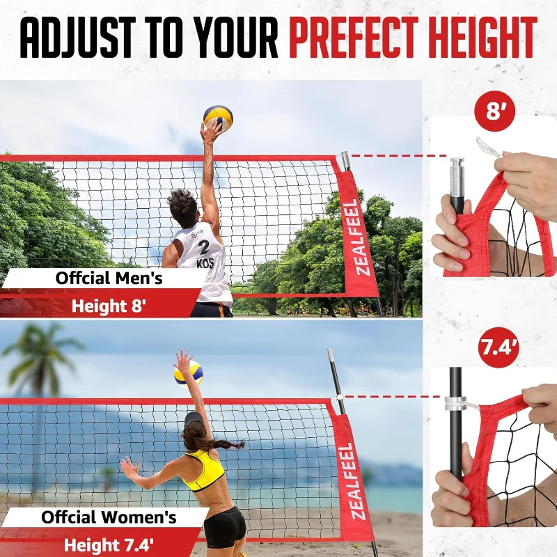 12ft/20ft Height-Adjustable Freestanding Volleyball Training Net for Backyard, Portable Pop-Up Practice System with Carry Bag