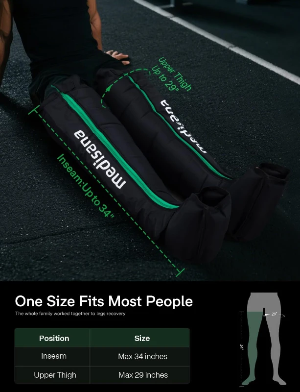 Medisana Full-Leg Compression Massager for Improved Circulation, Rechargeable Boots with 6 Modes & 7 Intensities (50–200 mmHg) — Recovery Device for Athletes, Muscle Relief & Pain Reduction