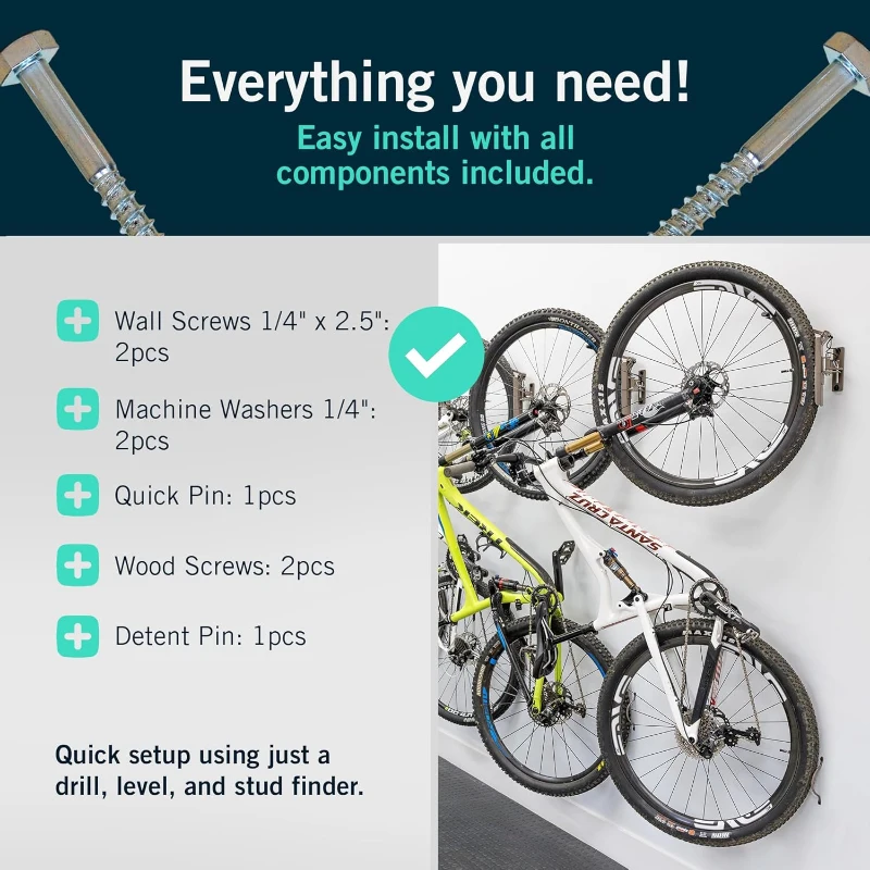 StoreYourBoard Wall-Mounted Swivel Bike Rack – 120° Rotating Vertical Garage Hanger with Stopper for Kids and BMX Bikes