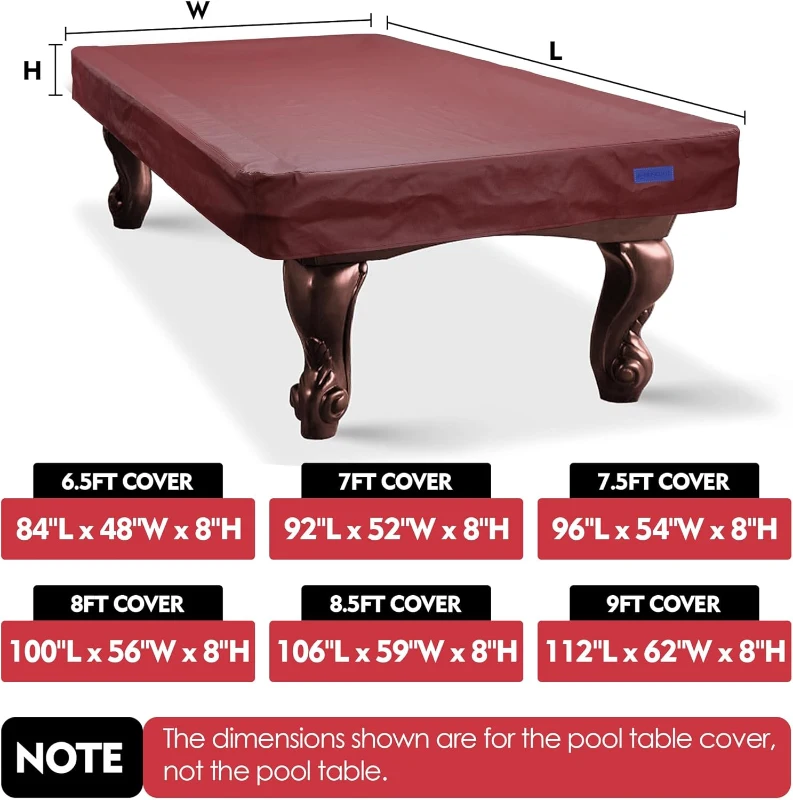 K-Musculo Durable Leatherette Fitted Billiard Table Cover – Waterproof, Tear-Resistant Fit for 6.5–9 ft Tables (7 ft Specified)