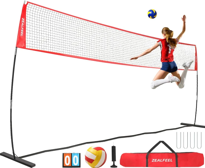 20ft Volleyball Training Net – Portable Freestanding Practice System, Height-Adjustable with Carry Bag for Backyard & Indoor Drills