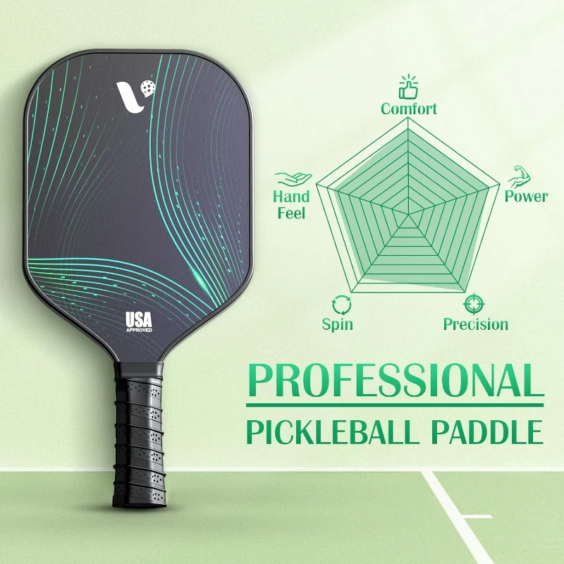 Fiberglass Pickleball Paddle Set, 2-Pack with 4 Balls and Carry Strap – USAPA Approved, Lightweight Durable Rackets for All Levels