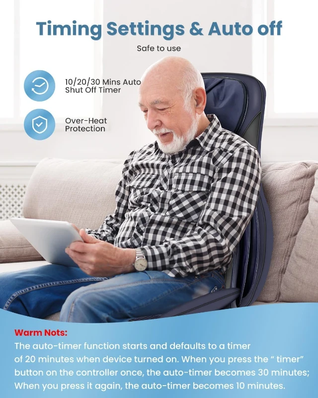 COMFIER Shiatsu Neck & Back Massager with Heat - Tapping and Deep-Tissue Kneading, Adjustable-Height Neck Rollers, Compression & Vibration Chair Pad for Full-Body Relief