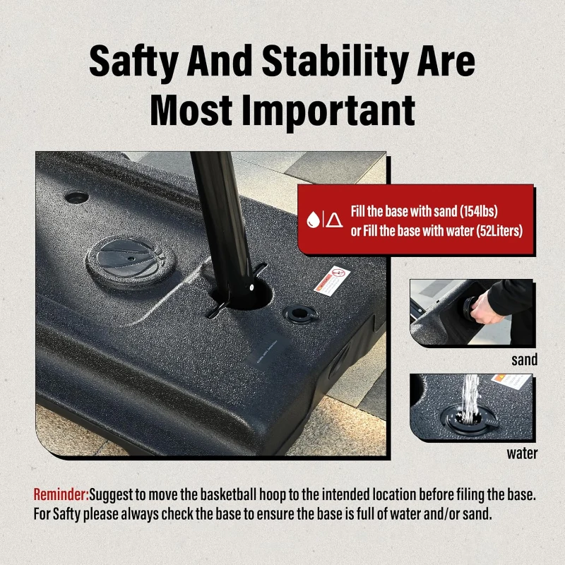 Portable Basketball Hoop with 44""/48"" Backboard, Stepless Crank Adjustment 5.3–10 ft, Heavy-Duty Outdoor/Indoor Goal System