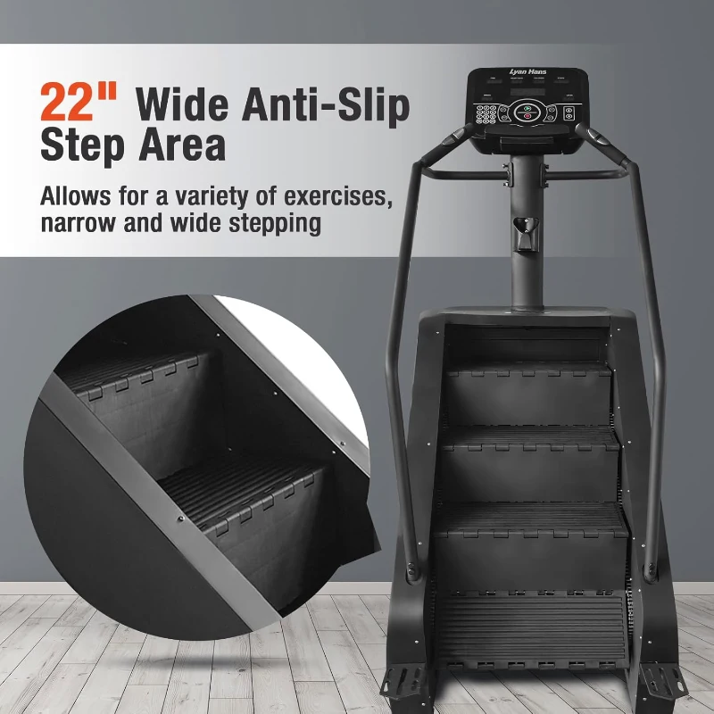 Commercial Stair Stepper with LED Display — 15 Speed Levels, 15–165 Steps/Min, 660 lb Capacity