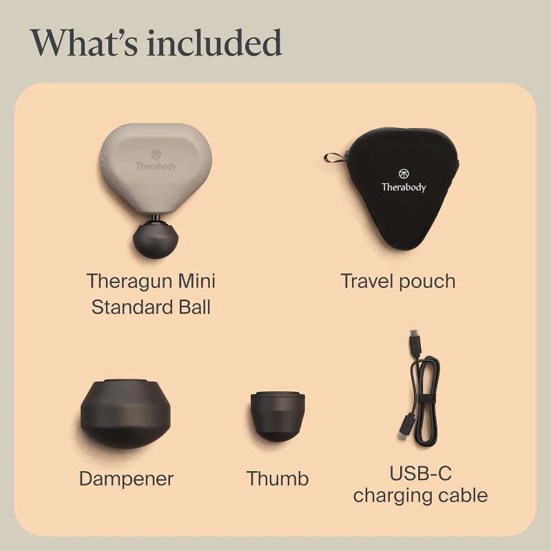 TheraGun Mini (3rd Gen) by Therabody — Ultra-Portable Percussive Massage Gun (Oat), Travel-Friendly with 3 Attachments and Up to 180-Min Battery