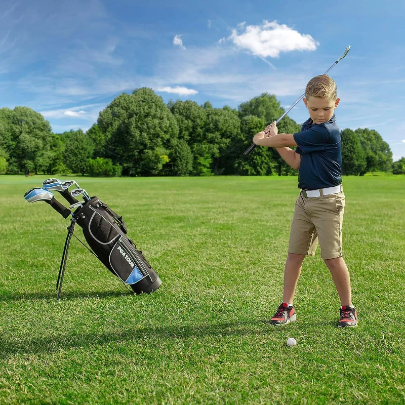 PGA TOUR Youth 10-Piece Golf Set for Ages 8–12 & 12+, Right or Left-Handed – Lightweight Clubs with Stand Bag