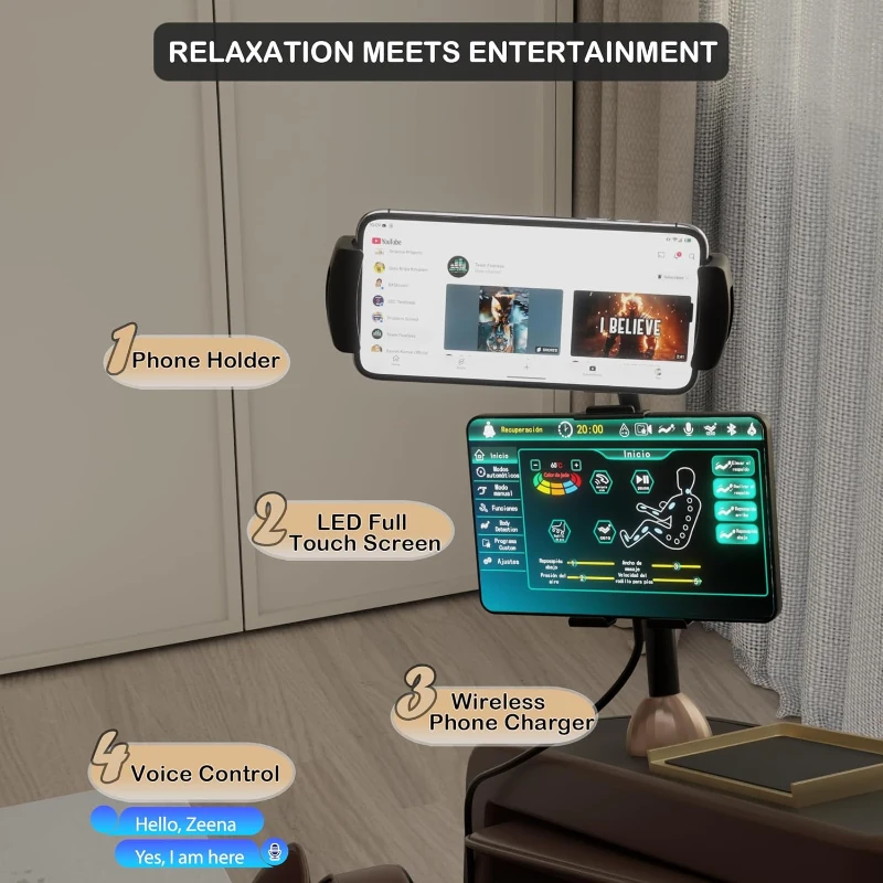 KZ-313 (2026) Full-Body Heated Jade Roller Massage Chair — Deep SL-Track Zero Gravity, 12 Auto Modes, 6 Custom Programs, Backlit Touchscreen, Voice Control & Wireless Charger