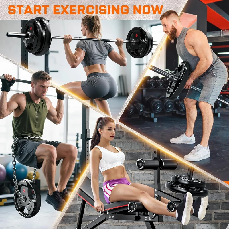 XDDIAS 260 lb Olympic Rubber Bumper Plate Set – 2-Inch Barbell Plates with Easy-Grip Handles and Steel Ring Insert