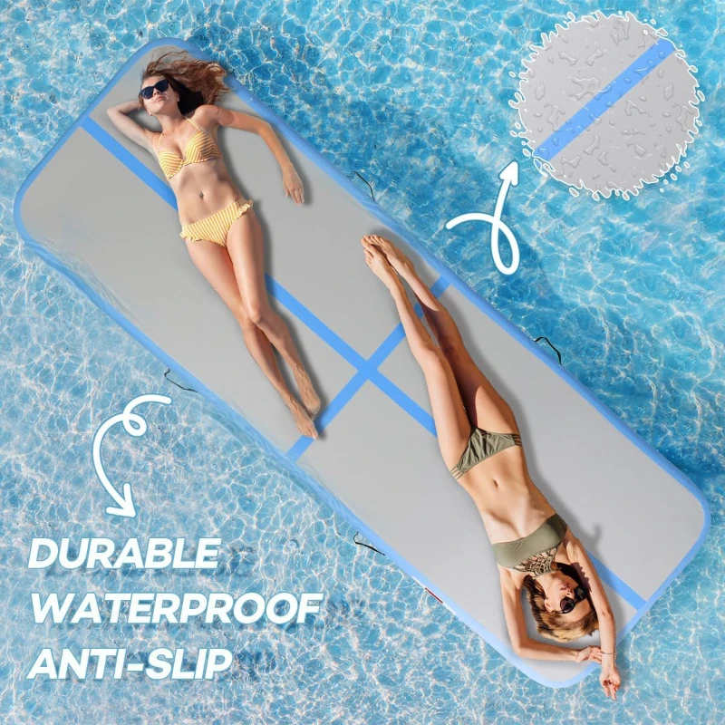 Air Tumble Track Inflatable Mat with Electric Pump - 6ft/10ft/13ft/16ft/20ft, 4in & 8in Thickness - Durable PVC Drop-Stitch Gymnastics Mat for Home, Pool, Beach and Park