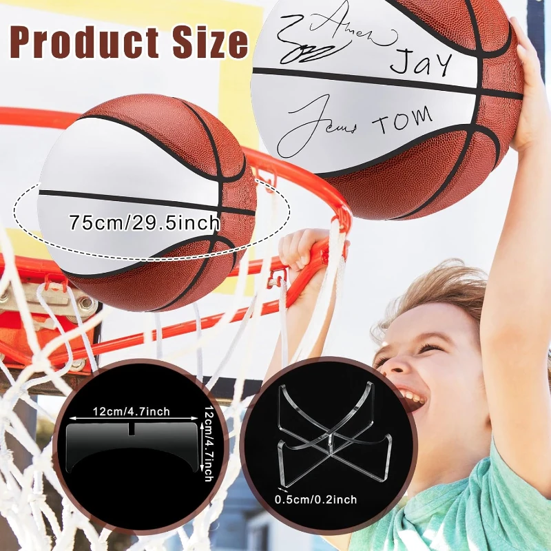 Liliful 2-Pack Official Size 7 Autograph Basketballs with 2 Stands, 2 Signature Pens and 1 Pump – Blank Panels for Trophies, Birthdays, Graduations