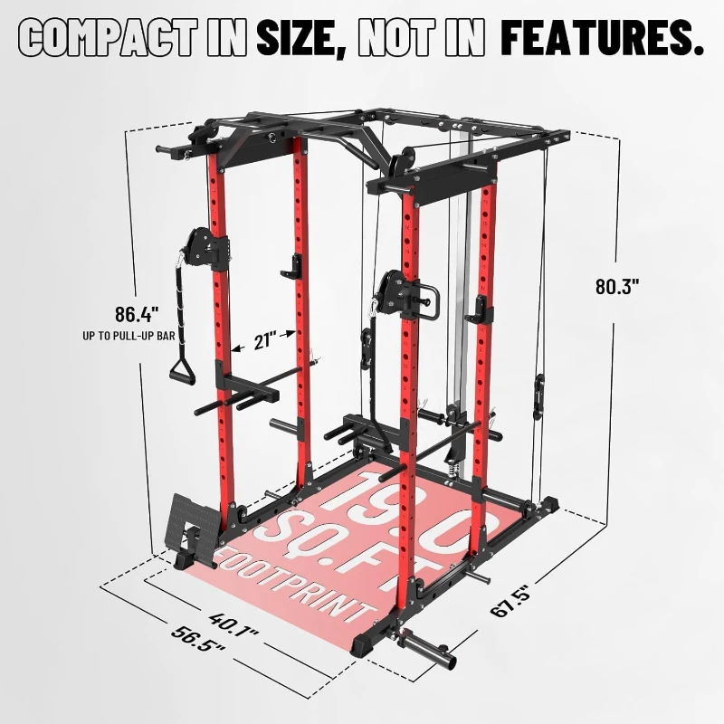 Mikolo K6 Power Cage — 1500 lb Capacity Power Rack with Cable Crossover, Lat Pulldown & Pulley System for Home Fitness