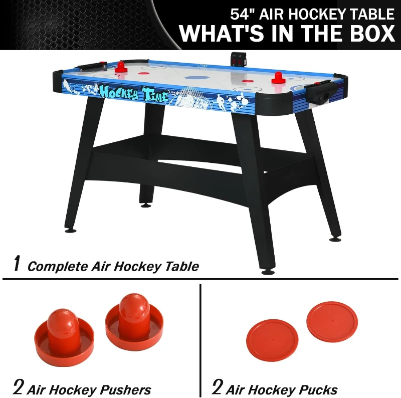 58-inch Air Hockey Table (Blue) with Powerful Motor, Digital LED Scoreboard, Includes 2 Pucks & 2 Pushers — Arcade-Style Home Game Room Table