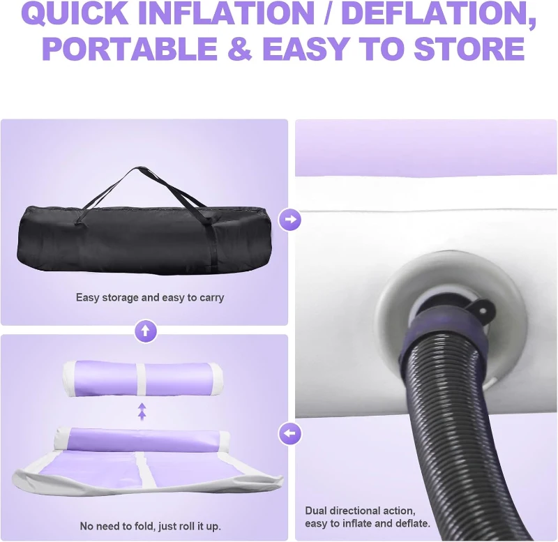 FBSPORT 10ft Inflatable Air Gymnastics Track Mat (4/8 in) with Electric Pump – Training, Home Use, Cheer & Yoga