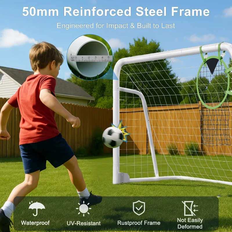 MOPHOTO Soccer Goal — 6x4/8x6/10x6.5/12x6/16x7/18.5x6.5/21x7/24x8 ft Backyard & Full-Size Training Goals for Teens & Adults