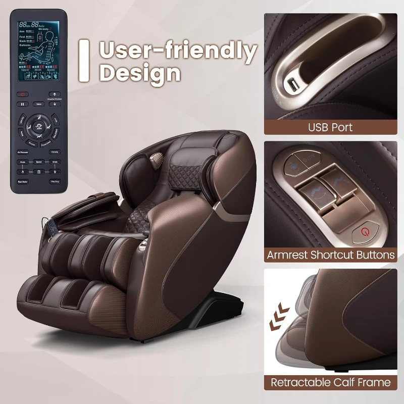 Relaxe SL-Track Shiatsu Massage Chair with Zero Gravity Positioning and Heating