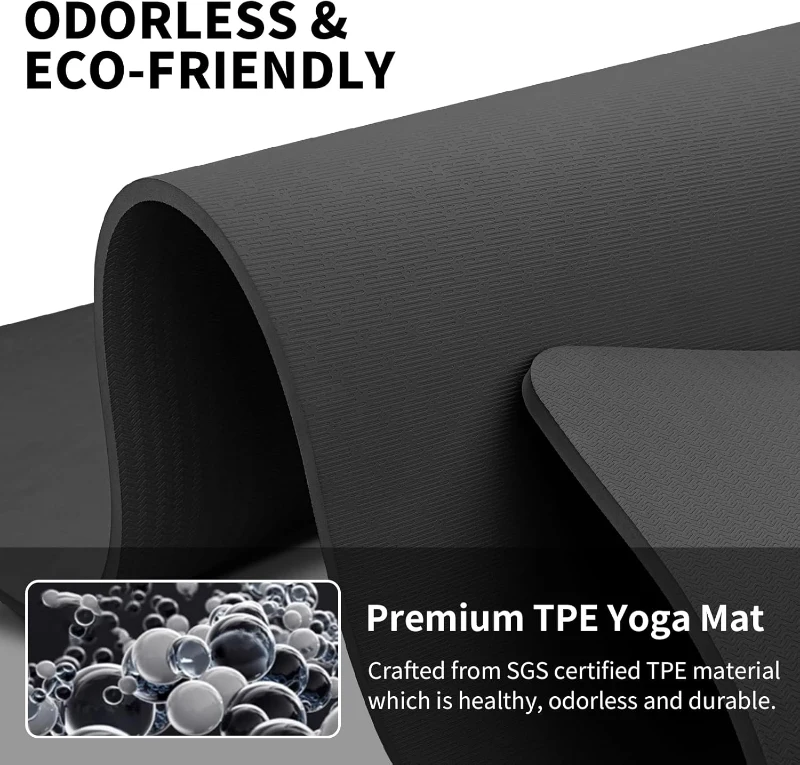 Hatha Extra-Long TPE Yoga Mat 79"" x 40"" x 1/2"" - Thick, Non-Slip Exercise Mat for Yoga, Pilates & Home Workouts
