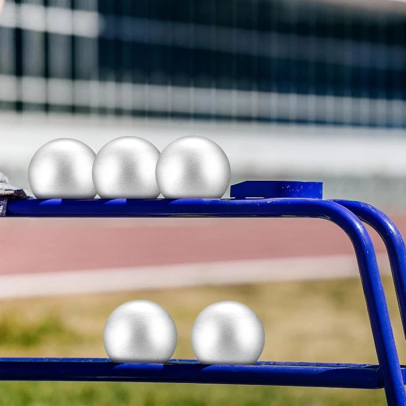 2-Pack Cast Iron Shot Put Balls — 6 lb Training Shotputs, Silver-Coated for High School Track & Field Practice