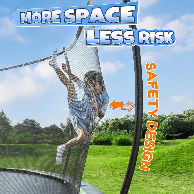 BCAN Recreational Trampoline with Safety Enclosure & Ladder — 8ft/10ft/12ft/14ft/15ft/16ft | ASTM F381-16 Certified | Outdoor Trampoline for Kids & Adults