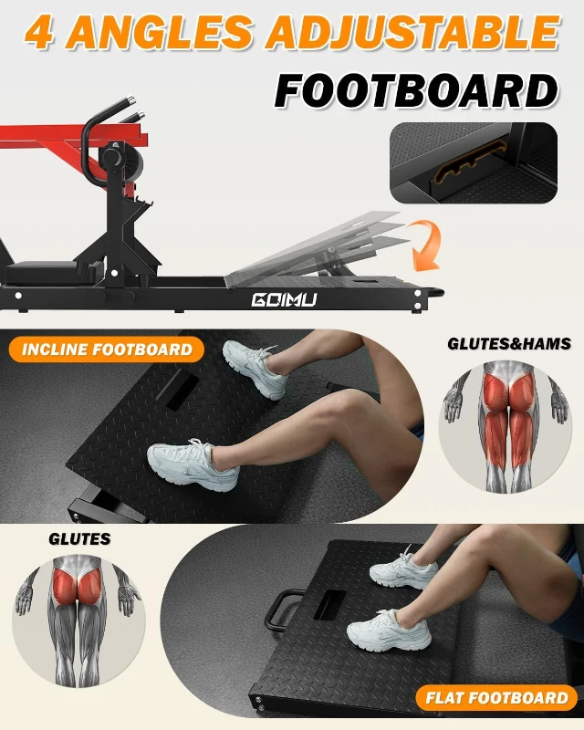GOIMU HT01 Heavy-Duty Hip Thrust Machine — Plate-Loaded Glute Bridge with Band Pegs & Weight Holder, 800 lb Capacity