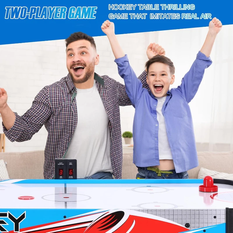 48"" Foldable Air Hockey Table - Indoor Arcade Game with Electronic LED Scoring, 2 Pucks & 2 Pushers - Family Game Room for Adults and Kids