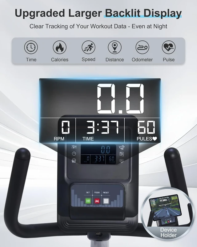 Recumbent Exercise Bike with Smart App — Ergonomic Backrest, Comfort Seat, 420 lb Capacity & Large Backlit Display for Home Workouts