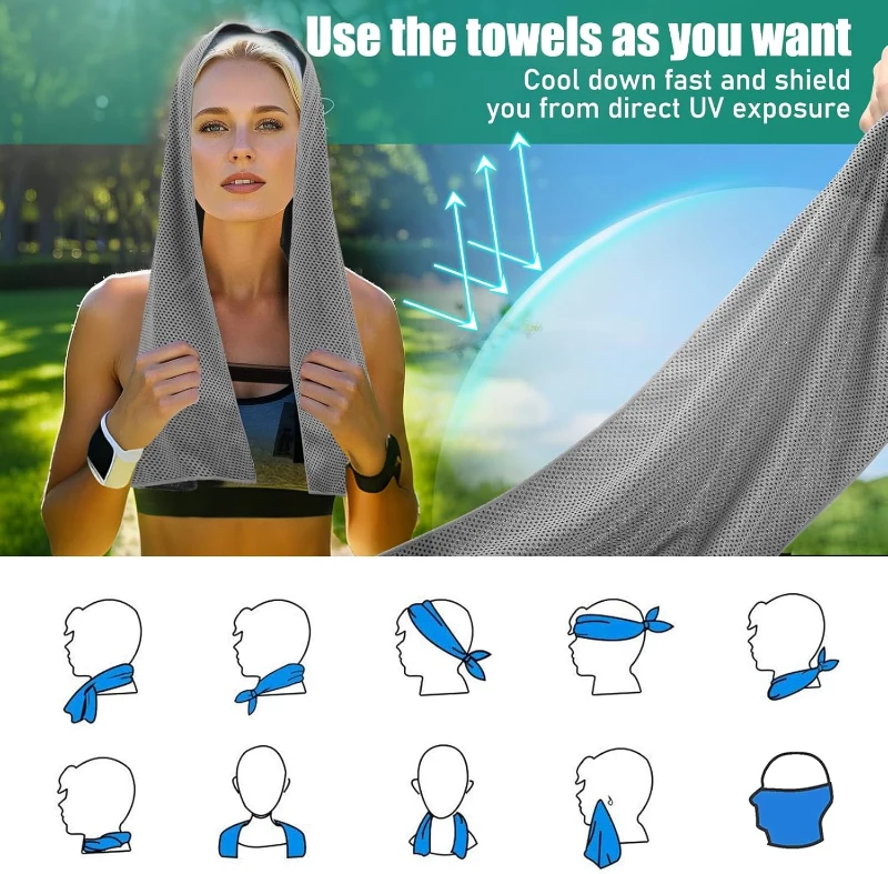 Cooling Towels Pack of 30 — 40in x 12in Neck & Face Cold Towels for Hot Weather, Sports, Running, Soccer, Yoga, Gym, Golf