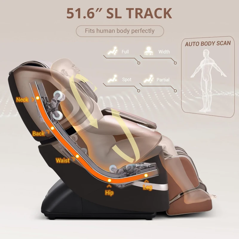 MYNTA 2025 4D Massage Recliner with 4D+2D Dual Mechanisms, Extended SL-Track, Zero Gravity, Waist & Shawl Heating, Foot/Calf Massage and Hi‑Fi Bluetooth Music Sync
