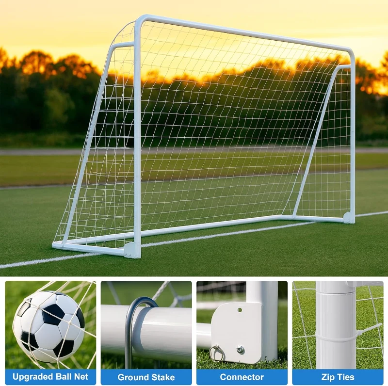 MOPHOTO Foldable Soccer Goals (6x4/8x6/10x6.5/12x6/16x7/18.5x6.5/21x7/24x8 ft) – 10x6.5 ft Collapsible Backyard & Training Goal for Teens & Adults