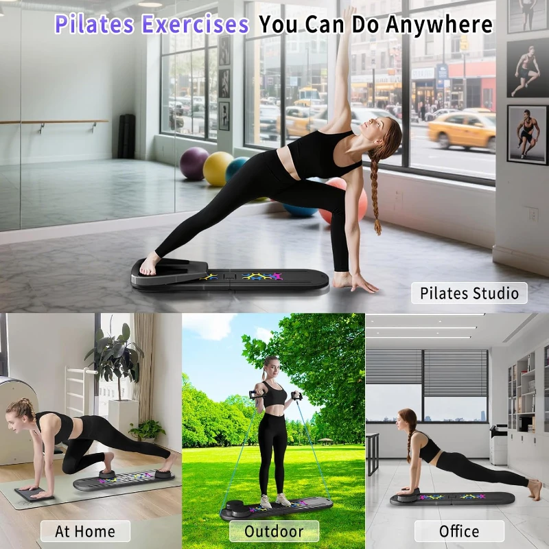 Foldable Pilates Reformer Board Set by ORWIPO — Portable Multi-Function Pilates Machine with Timer, Resistance Bands, Ab Balance & Accessories