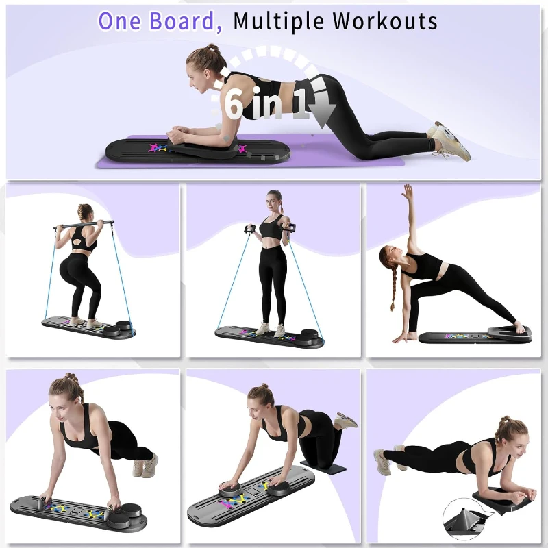 Foldable Pilates Reformer Board Set by ORWIPO — Portable Multi-Function Pilates Machine with Timer, Resistance Bands, Ab Balance & Accessories