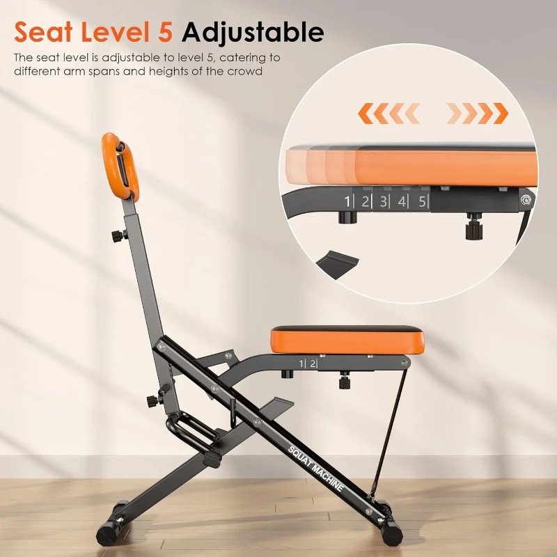 SogesHome Foldable Row & Squat Machine for Home — Full-Body Exercise with Adjustable Resistance Bands for Women, Targets Glutes & Abs, Supports 330 lbs