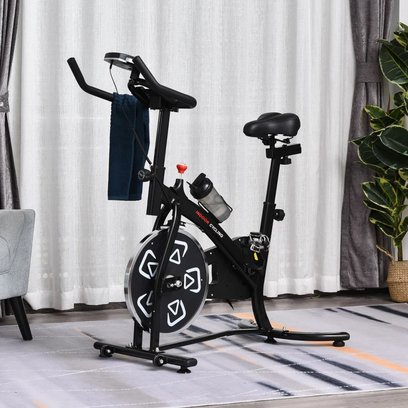 Soozier Exercise Bike, Stationary Bike with LCD Display, Indoor Cycling Bike for Home Workout, with 6kg Flywheel, Black