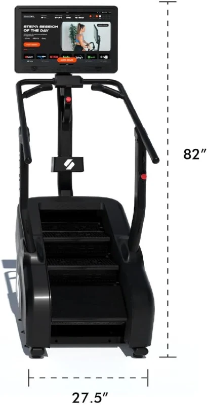 STEPR+ Commercial Stair Master with 27"" Touchscreen, Bluetooth & WiFi, 140 Steps/Min, App Integration, Resistance Band Attachments, 375 lb Capacity