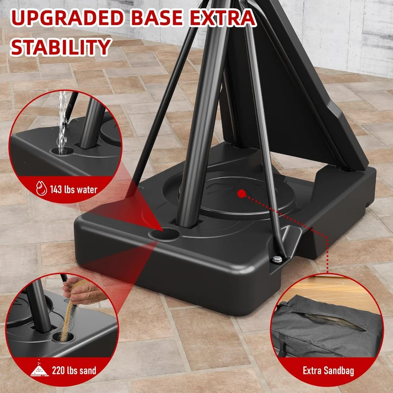 Cofiyard Portable Basketball Hoop with 54"" Shatterproof Backboard – Adjustable 5.25–10 ft Goal System with 44"" Base & Sandbag